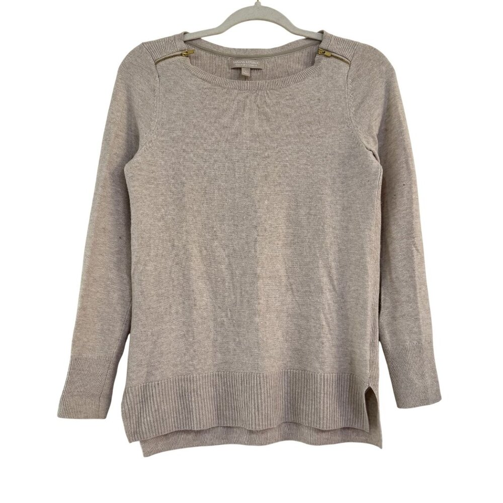 Banana Republic Womens Touch‎ of Cashmere Zip Shoulder Sweater Oatmeal Small